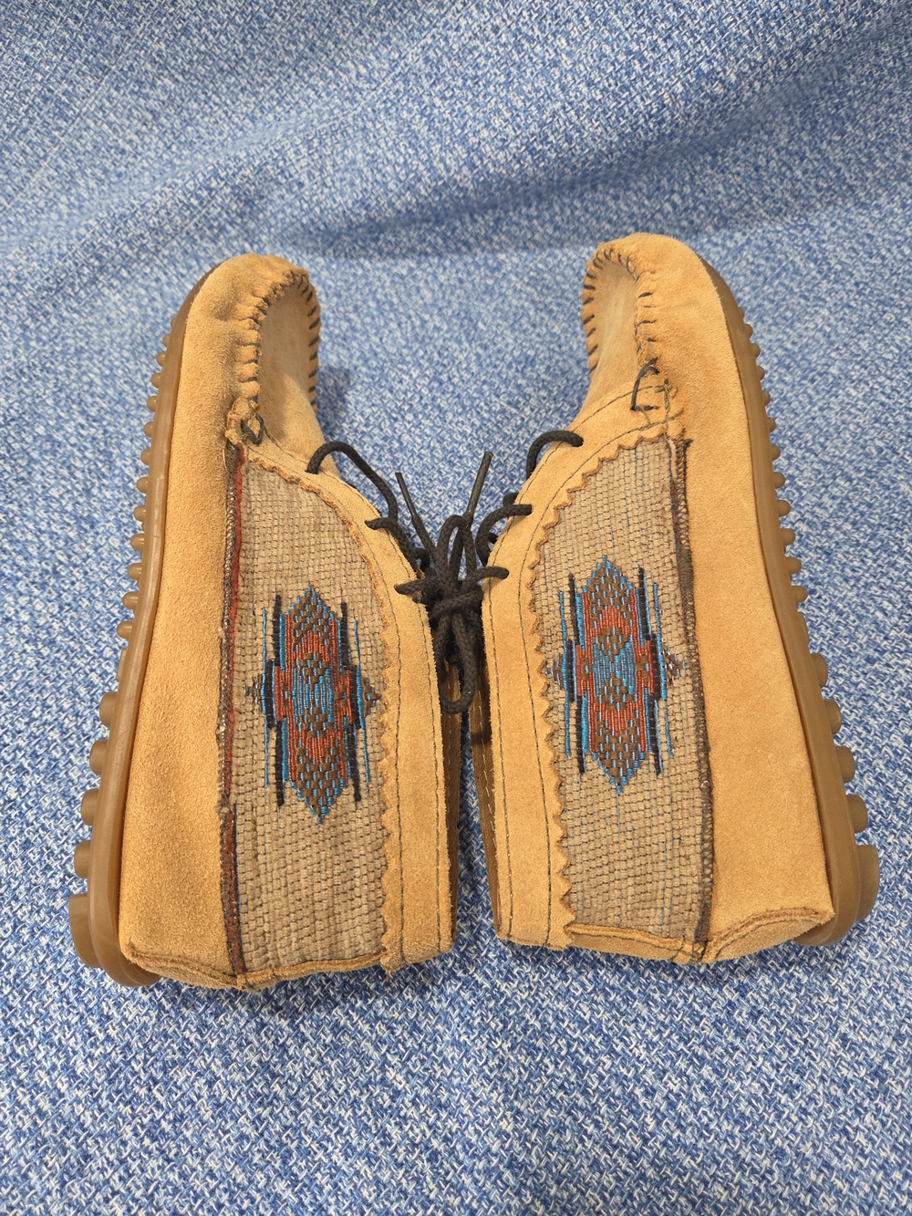 Minnetonka El Paso ankle boots Aztec geometric fabric pattern brown Suede Size 7 - Picture 6 of 8